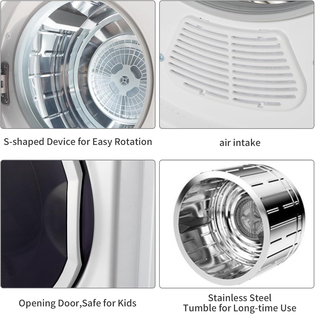 Winado Portable Clothes Dryer, 1.5 Cu.ft. Mini Laundry Dryer, 5.5LBS Compact Electric Dryer w/LED Display, Stainless Steel Tub, Wall Mounting Kits, for Apartments Dorms RVs, 120V 850W