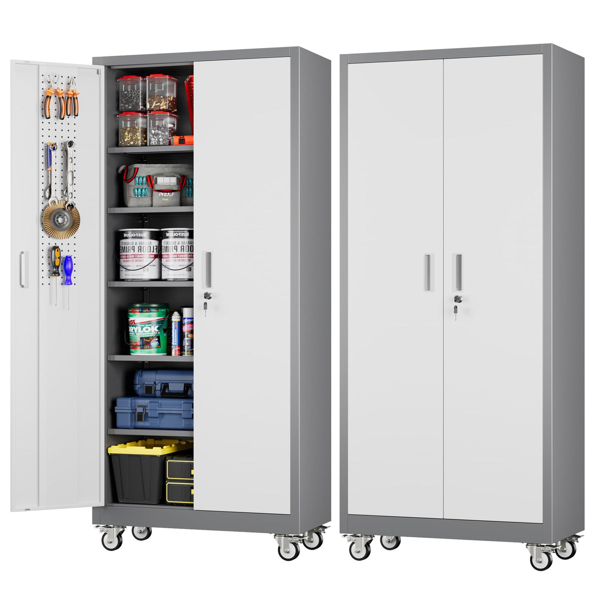 3-Drawer Rolling Tool Chest with Wheels, Pegboard and Push Handle