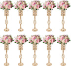 Wedding Centerpieces Gold Vases,10PCS Metal Flower Candle Holder,Wedding Vase for Tables,Crystal Flower Vase Metal Flowers Stand for Party Tables Decorations