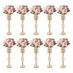 Wedding Centerpieces Silver Vases,10PCS Metal Flower Candle Holder with Sparkling Crystal Beads,Crystal Flower Vase Metal Flowers Stand for Party Tables Decorations (10PCS-Sliver-3)