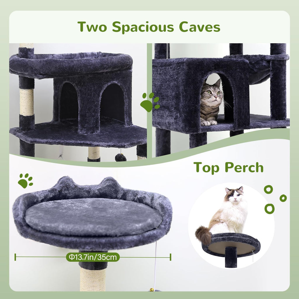 Globlazer S72 Heavy Duty Cat Trees for Large Cats 20 lbs+, Dark Gray