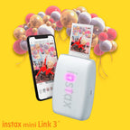 Fujifilm Instax Mini Link 3 Compact Smartphone Printer Bundle (Clay White)