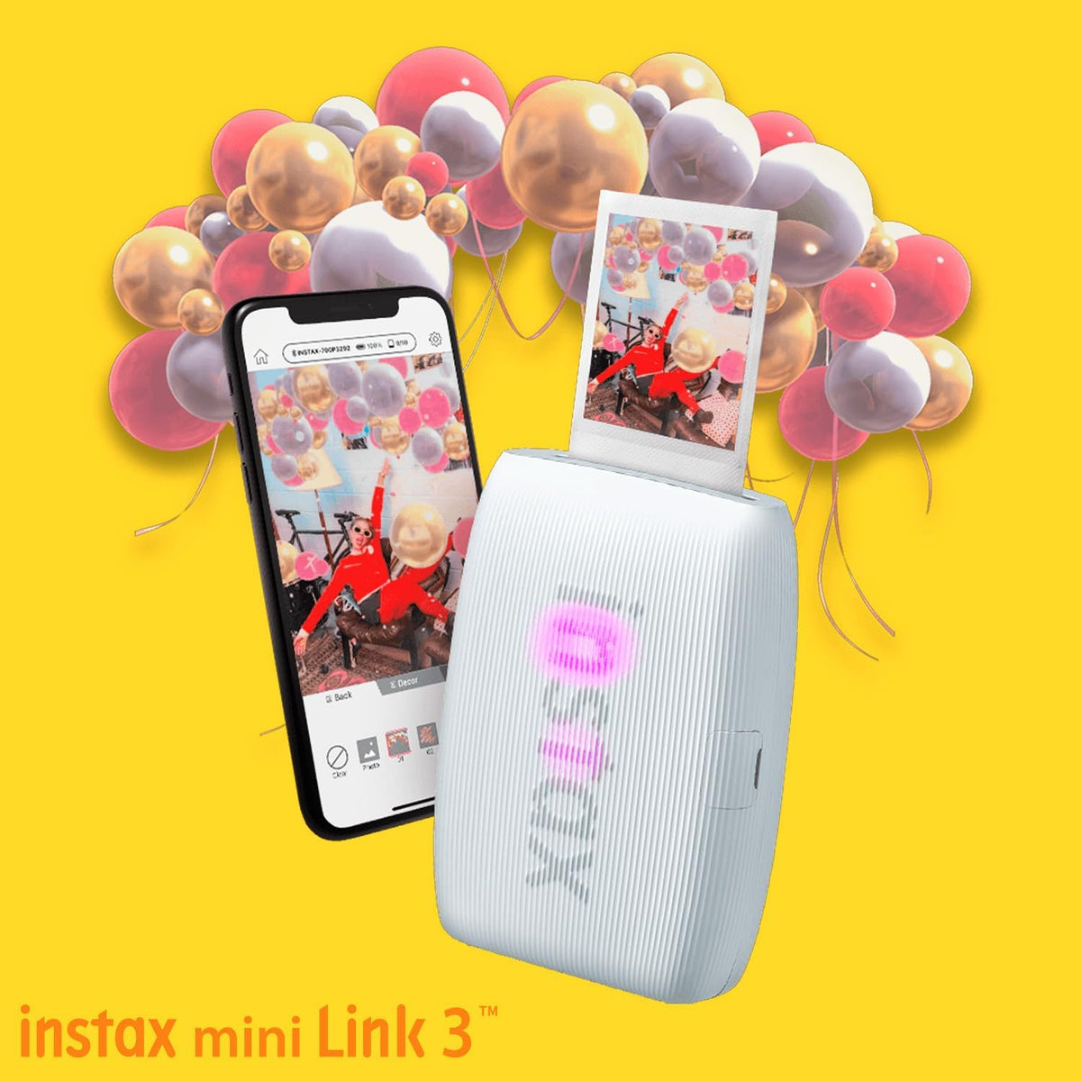 Fujifilm Instax Mini Link 3 Compact Smartphone Printer Bundle (Clay White)