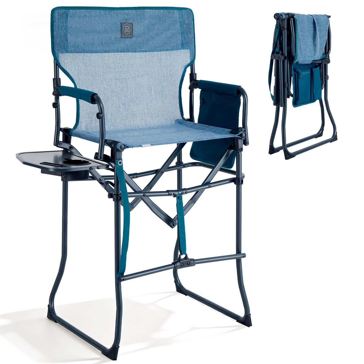 EVER ADVANCED Portable 30.7" Seat Height Tall Camping Directors Chair