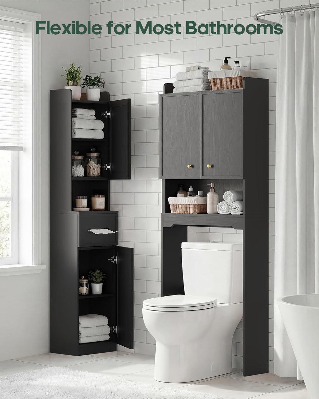 7-Tier Over Toilet Storage Cabinet, 2-in-1, Separable Bathroom Storage