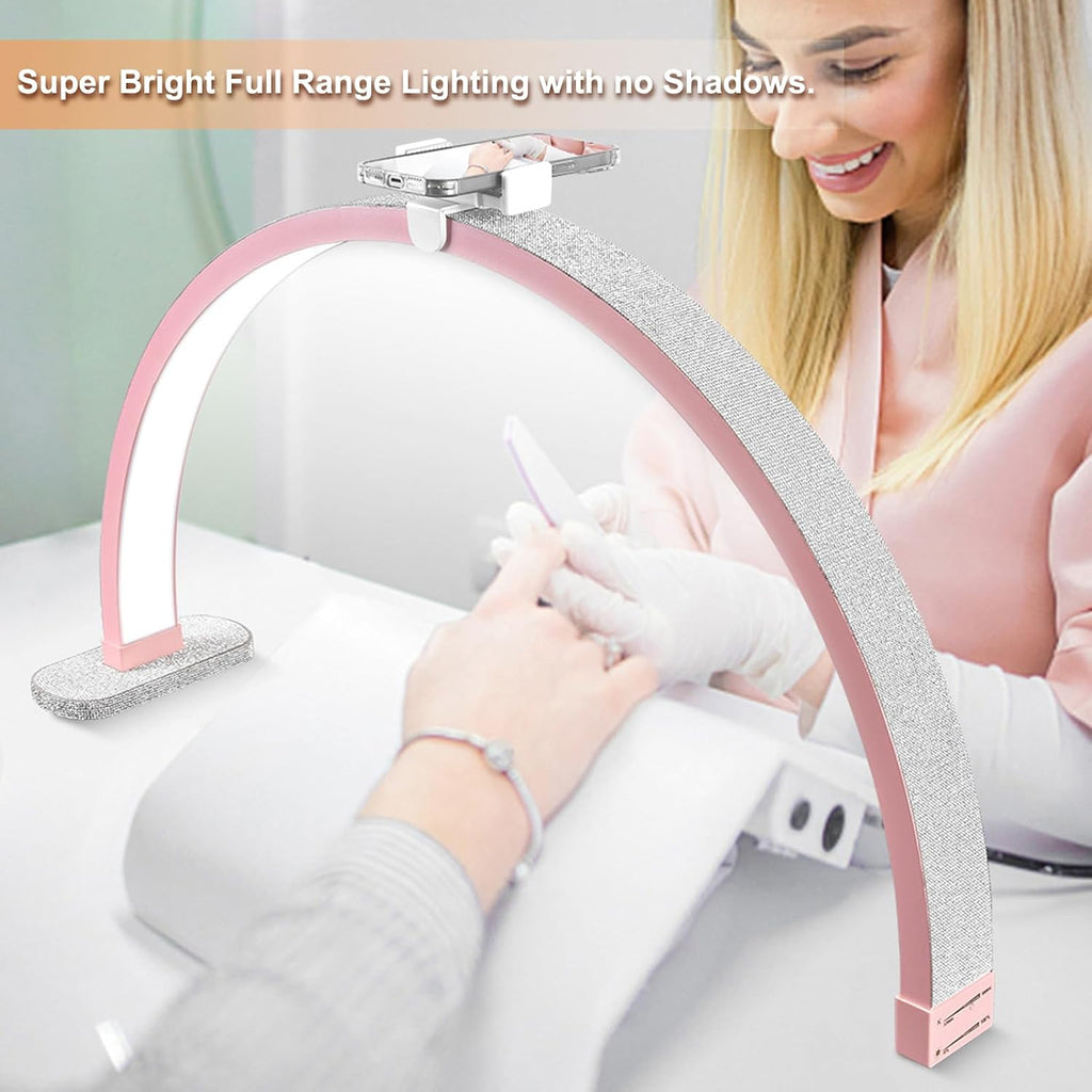 30in Touch Control Nail Light for Desk, Half Moon Light, Pink