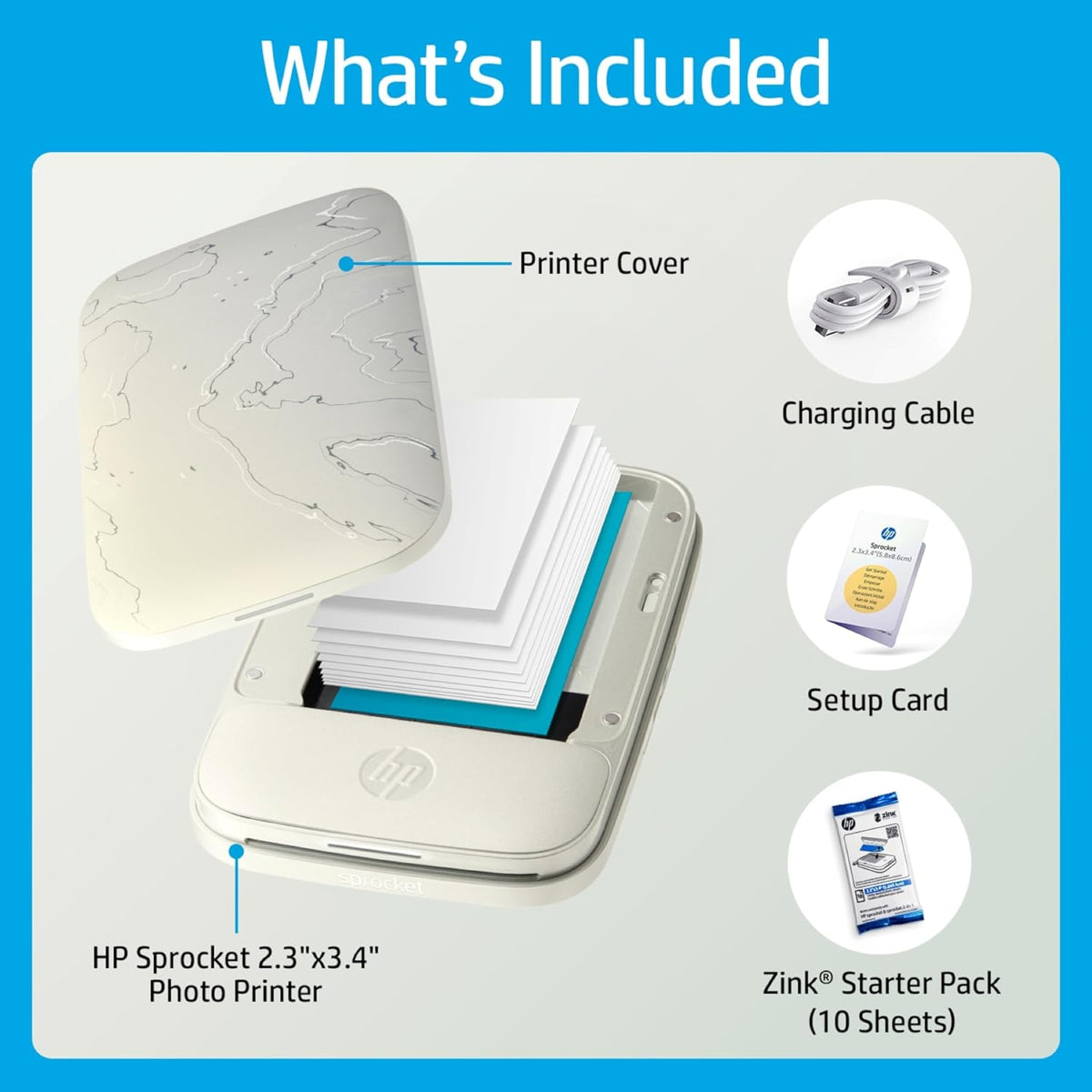 HP Sprocket Select Portable Instant Color Photo Printer for Android and iOS Devices (Eclipse) Zink Paper Bundle