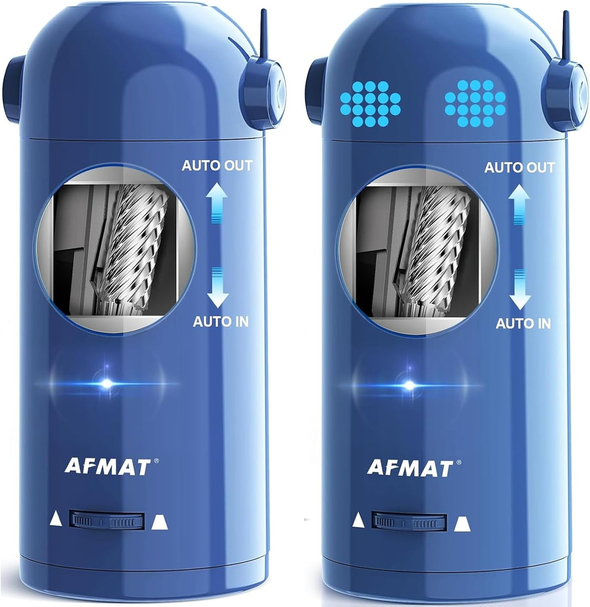 AFMAT Fully Automatic Pencil Sharpener, Blue, 2 Pack (one with Dotted Eyes)