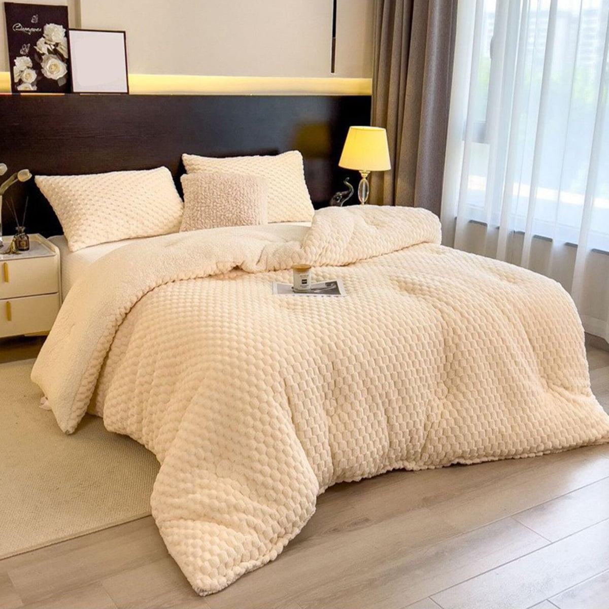 Insulation Hibiscus Winter Quilts, Thickened Super Soft Double-Sided Twin Size Lightweight Breathable Warmth Thick Bed Comforters(A,200x230cm-3.7kg)