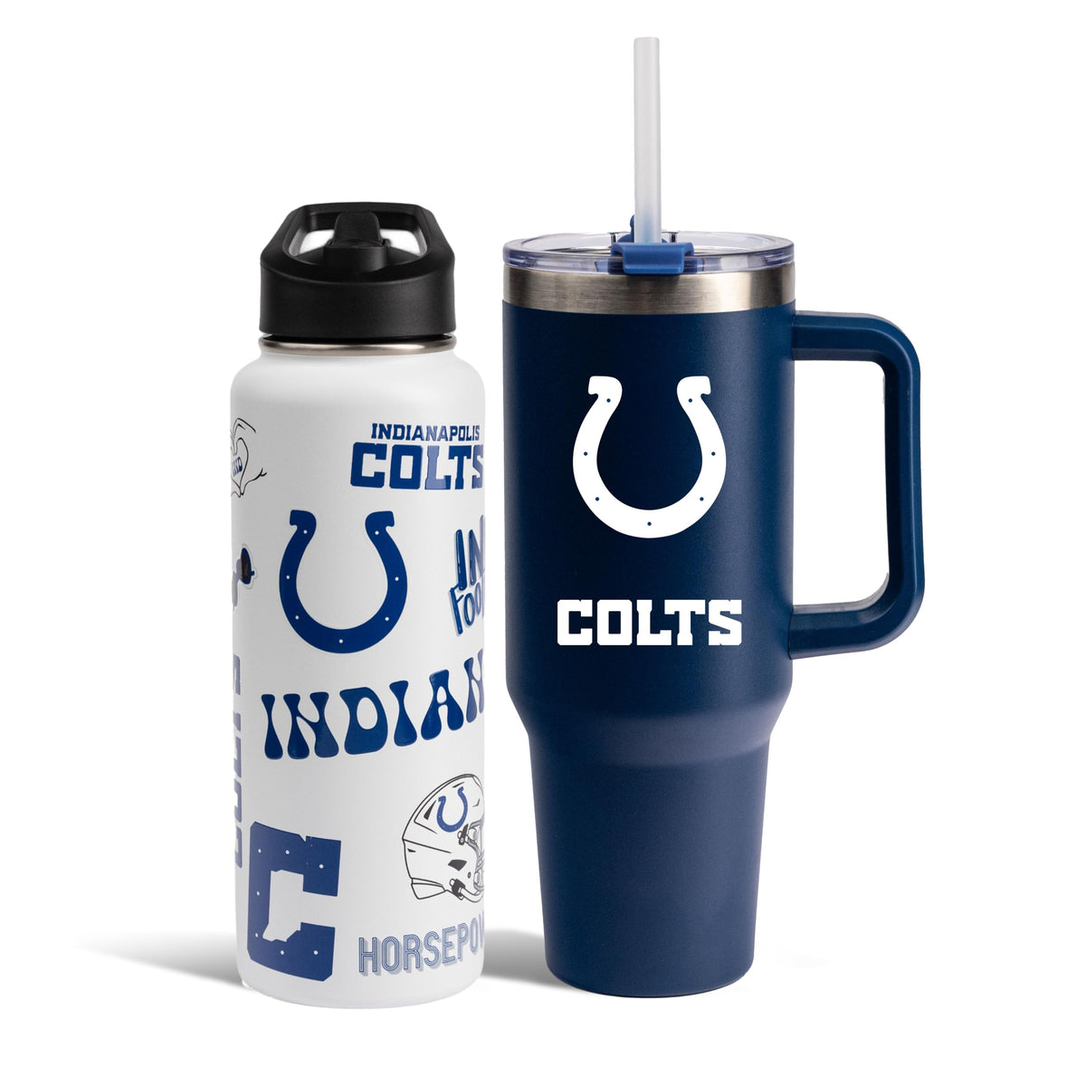 The Memory Company Officially Licensed NFL 2-Pack Stainless Steel Tumbler Set, 34oz Team Spirit Water Bottle & 40oz Game Day Tumbler with Lid and Straw, BPA-Free Materials, Convenient Straw Design