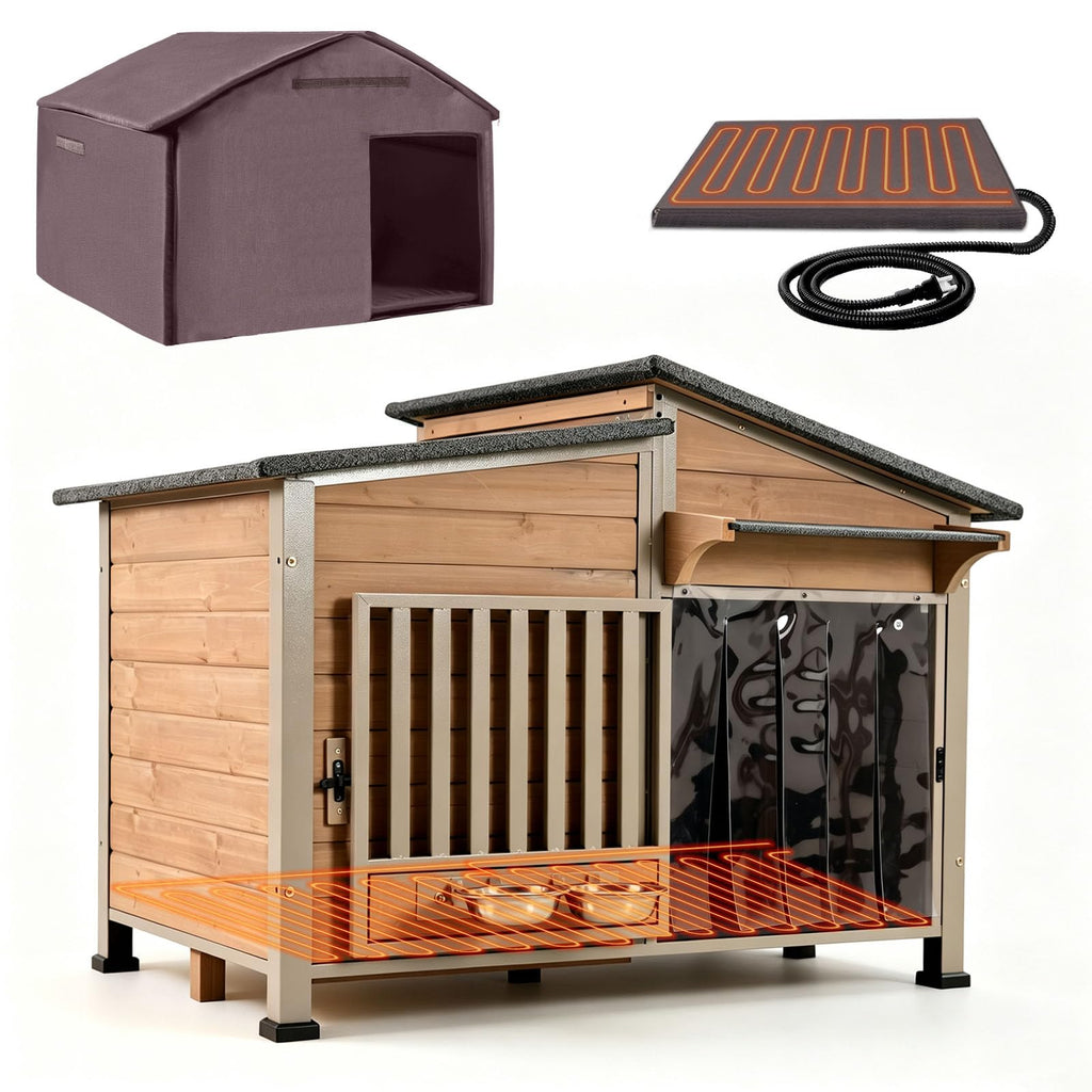 GUTINNEEN Dog House Insulated for Small Dogs Outdoor Cat House Feral Cat Shelter with Thermal Liner