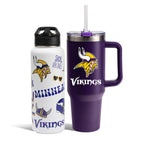 The Memory Company Officially Licensed NFL 2-Pack Stainless Steel Tumbler Set, 34oz Team Spirit Water Bottle & 40oz Game Day Tumbler with Lid and Straw, BPA-Free Materials, Convenient Straw Design