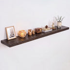 Live Edge Elm Floating Shelves - 24 In Rustic Solid Wood Shelves with Heavy-Duty Invisible Bracket, Wall-Mounted Wooden Shelf for Living Room, Bathroom, Kitchen Storage & Display, Set of 2, Natural