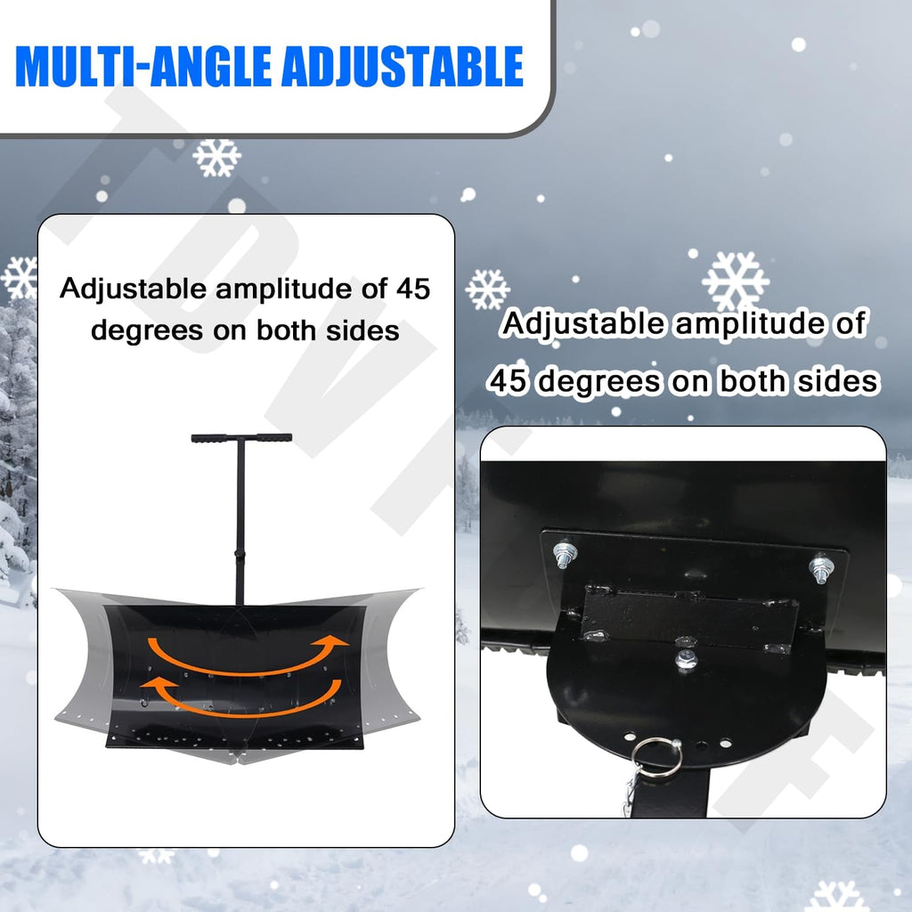 Snow Pusher with Wheels, 29" Wide Snow Shovel for Driveway, 5-Position Angle & Height Handle Ergonomic Design for Back-Save Effort Snow Removal (Single Rod-W 29'')