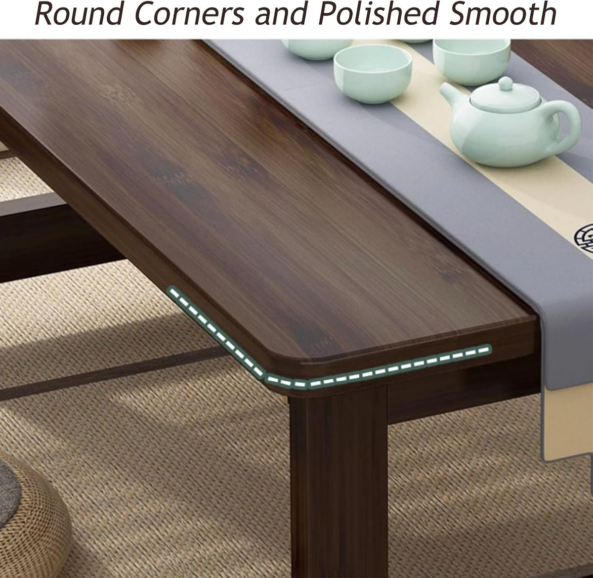 Foldable Japanese Low Table for Sitting On The Floor, Bamboo Floor Table, Meditation Altar Desk for Living Room Home Tatami Office(39.3" L x 19.7" W x 15.7" H, Walnut)