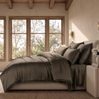 EverGrace Tencel™ Sateen Duvet Cover Set, King Size, Espresso Brown