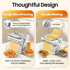 Bacocoo 2-in-1Pasta Maker with 8 Adjustable Thickness, Settings Noodle Maker with Rollers and Cutter, Make Spaghetti, Fettuccini, Lasagna, & More.(135W 110V)
