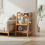 Solid Wood Ladder Shelf, 3 Tier Open Bookcase Storage Shelf