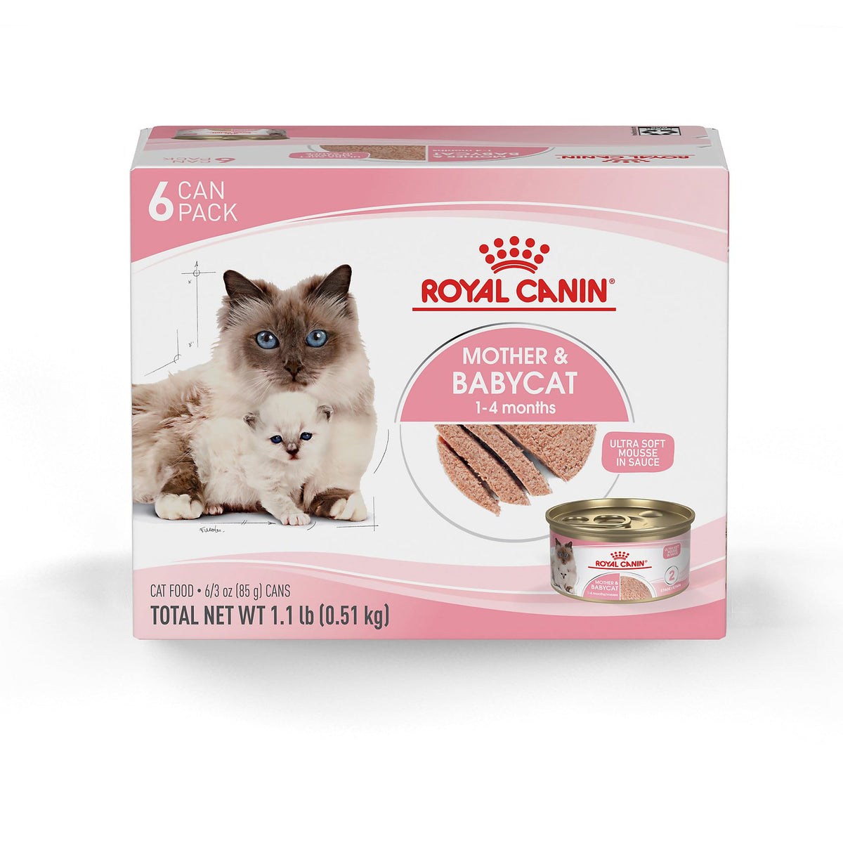 Royal Canin Feline Health Nutrition Mother & Babycat Queen Ultra Soft Mousse in Sauce Cat Food, 3 oz (Pack of 24).