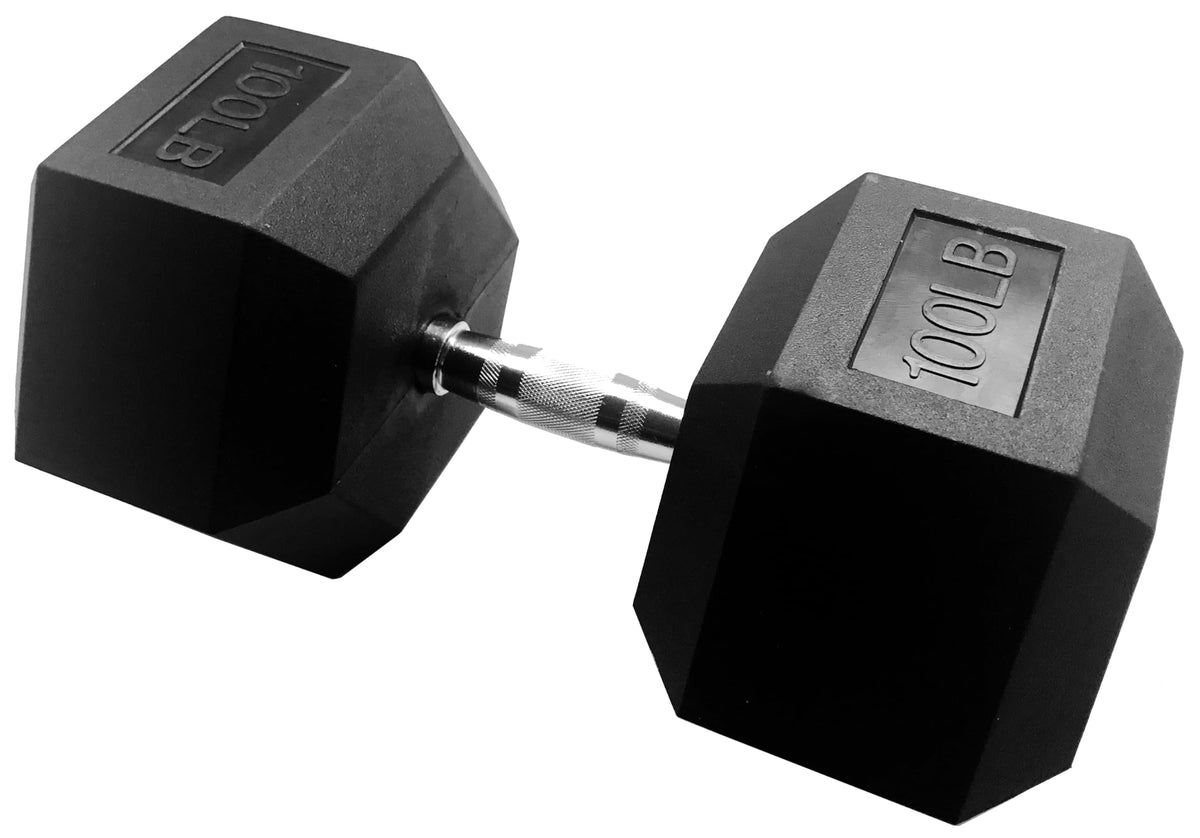 Signature Fitness Rubber Coated Hex Dumbbells Hand Weights for Exercises and Fitness Home Gym, 5-50 lbs, Pairs