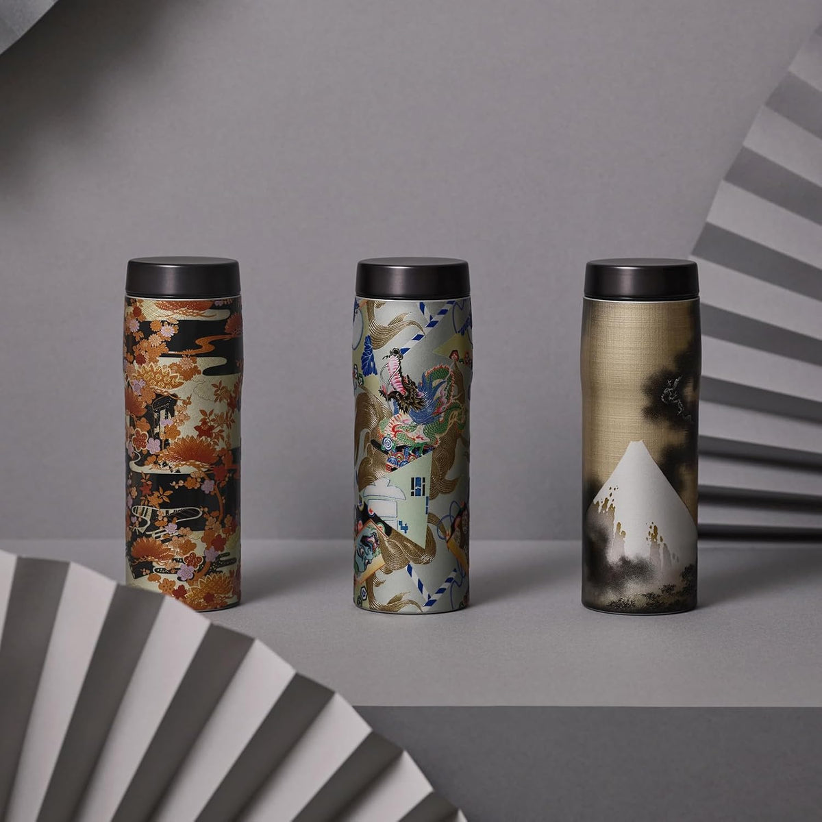 Tiger Made in Japan Insulated Travel Mug, 16oz (480ml) - 100-Year Kyoto Yuzen Tradition Design, Premium Stainless Steel Vacuum Water Bottle, with Luxury Paulownia Gift Box, MJX-B481DG, Burnt Orange