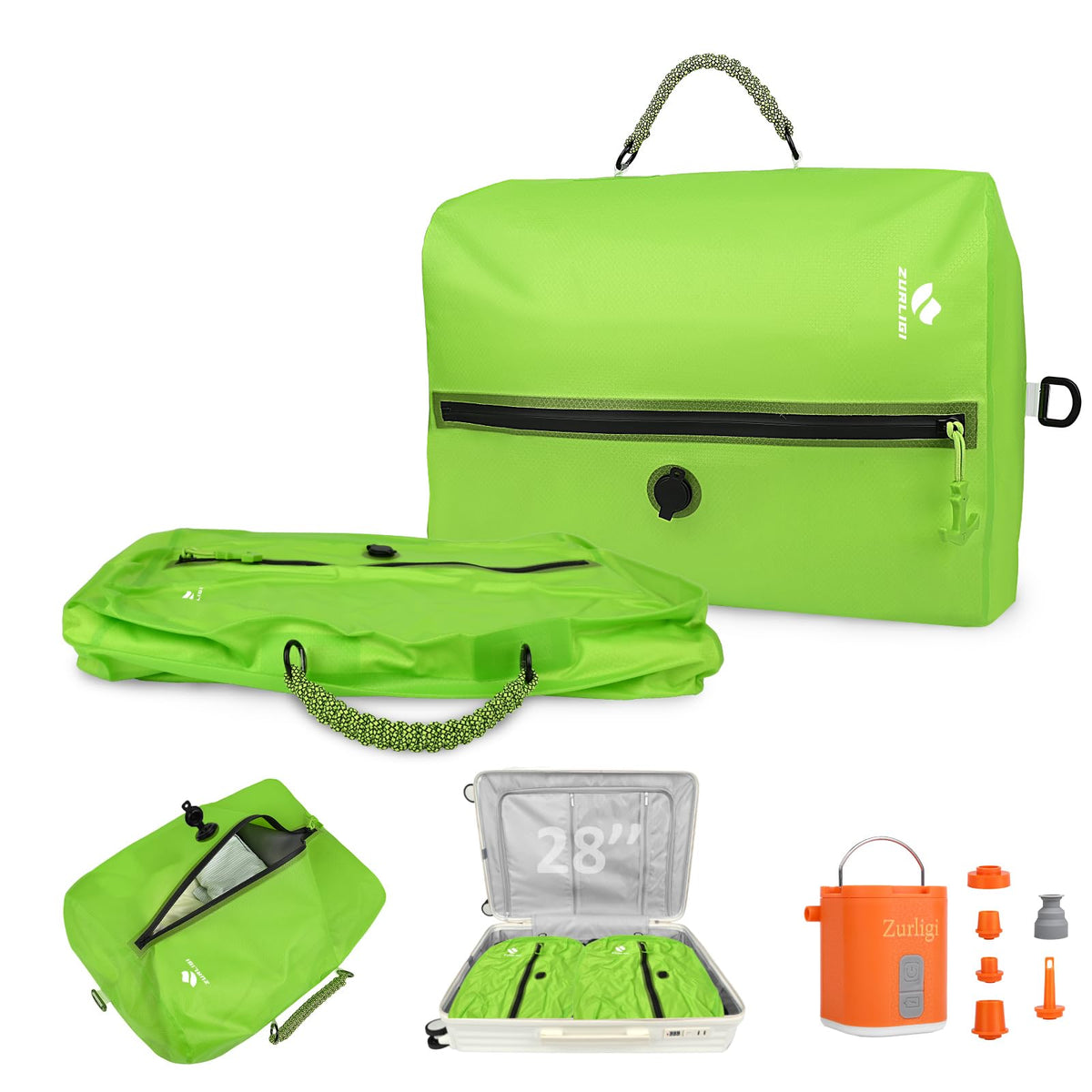Zurligi Vacuum Travel Bags with Pump, Anti-rip Waterproof Compression Bag