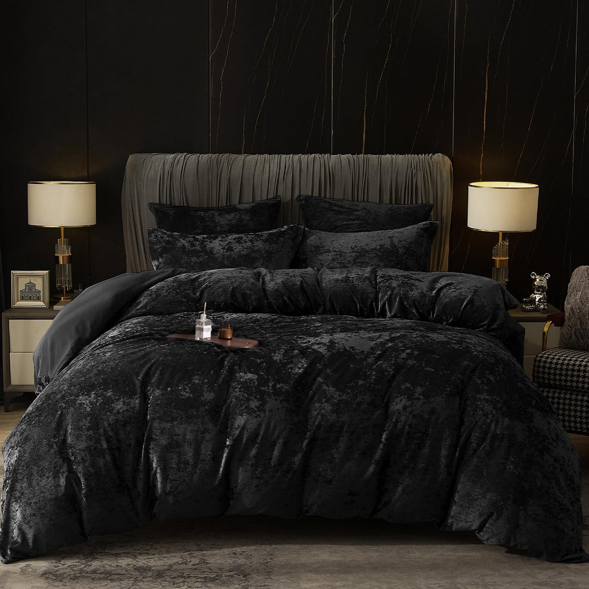 PHF Luxury Velvet Duvet Cover Set King Size, 3pcs 104" x 90", Cub