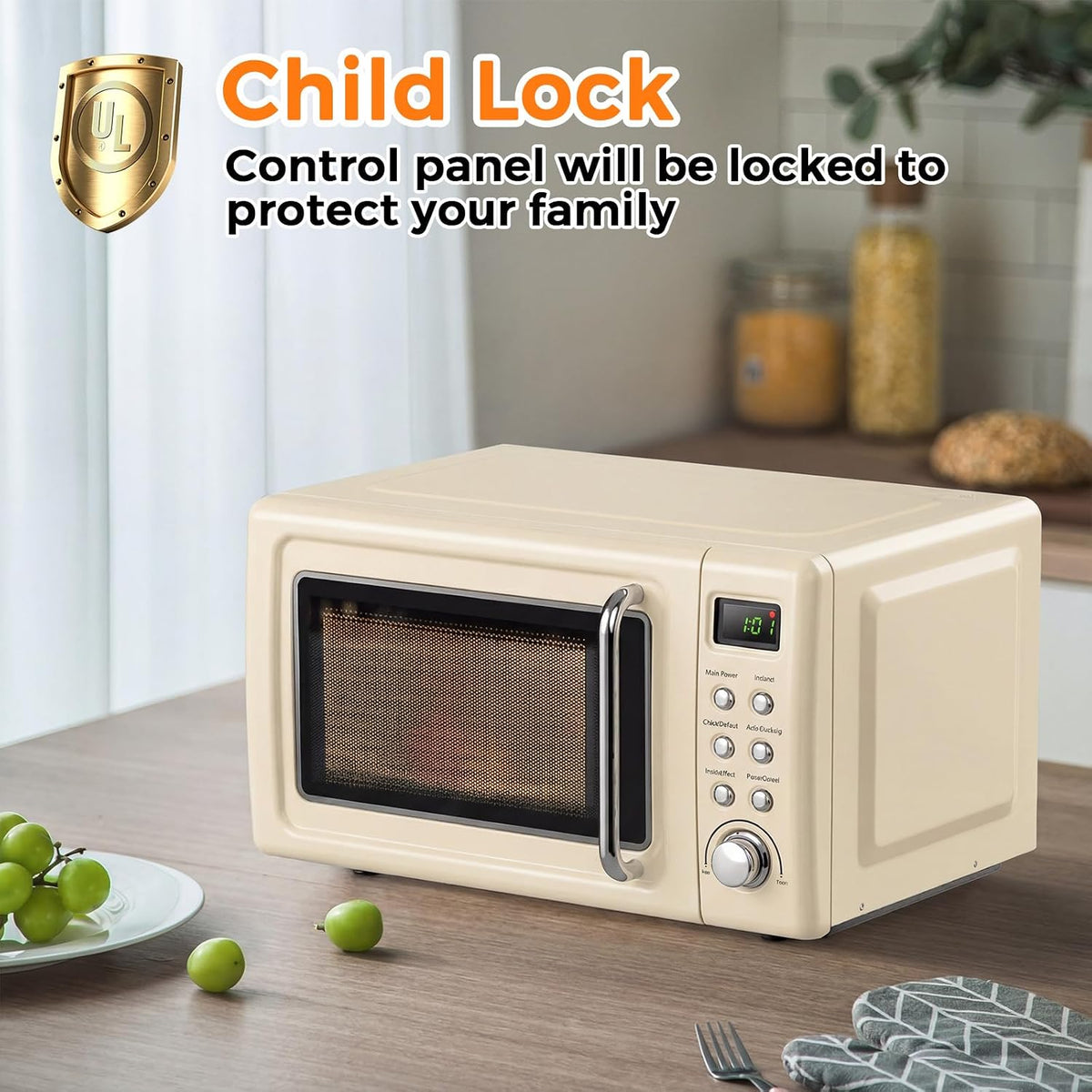 0.7Cu.ft Mini Microwave Countertop w/ 5 Micro Power, 700W