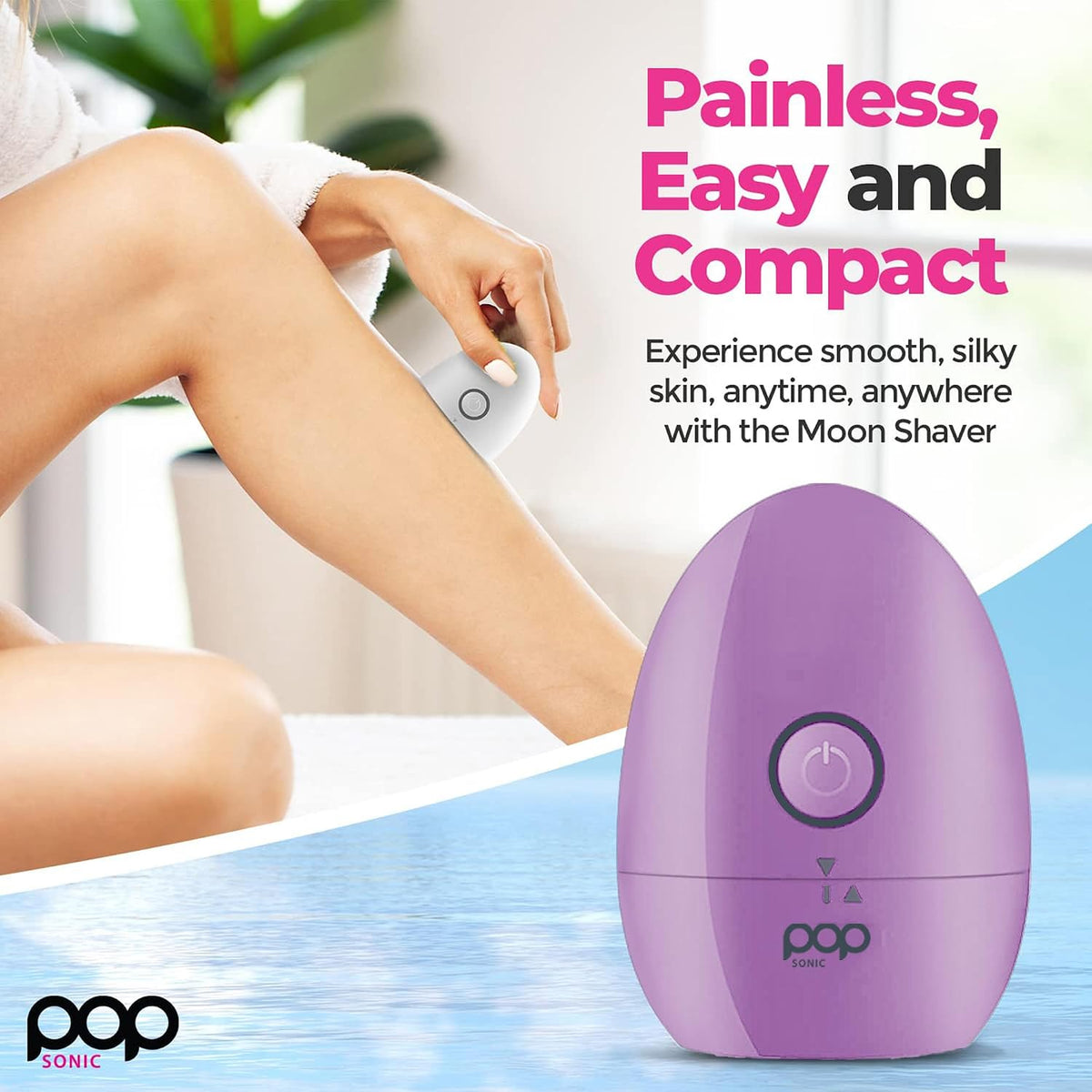 Pop Sonic Moon Shaver – 3-Head Electric Face & Body Shaver – (Lavender) – 3 Floating Rotary Heads Trimmer w/Removable Cap – Titanium Blades & Lithium-ion Battery – Razors for Women & Razors for Men