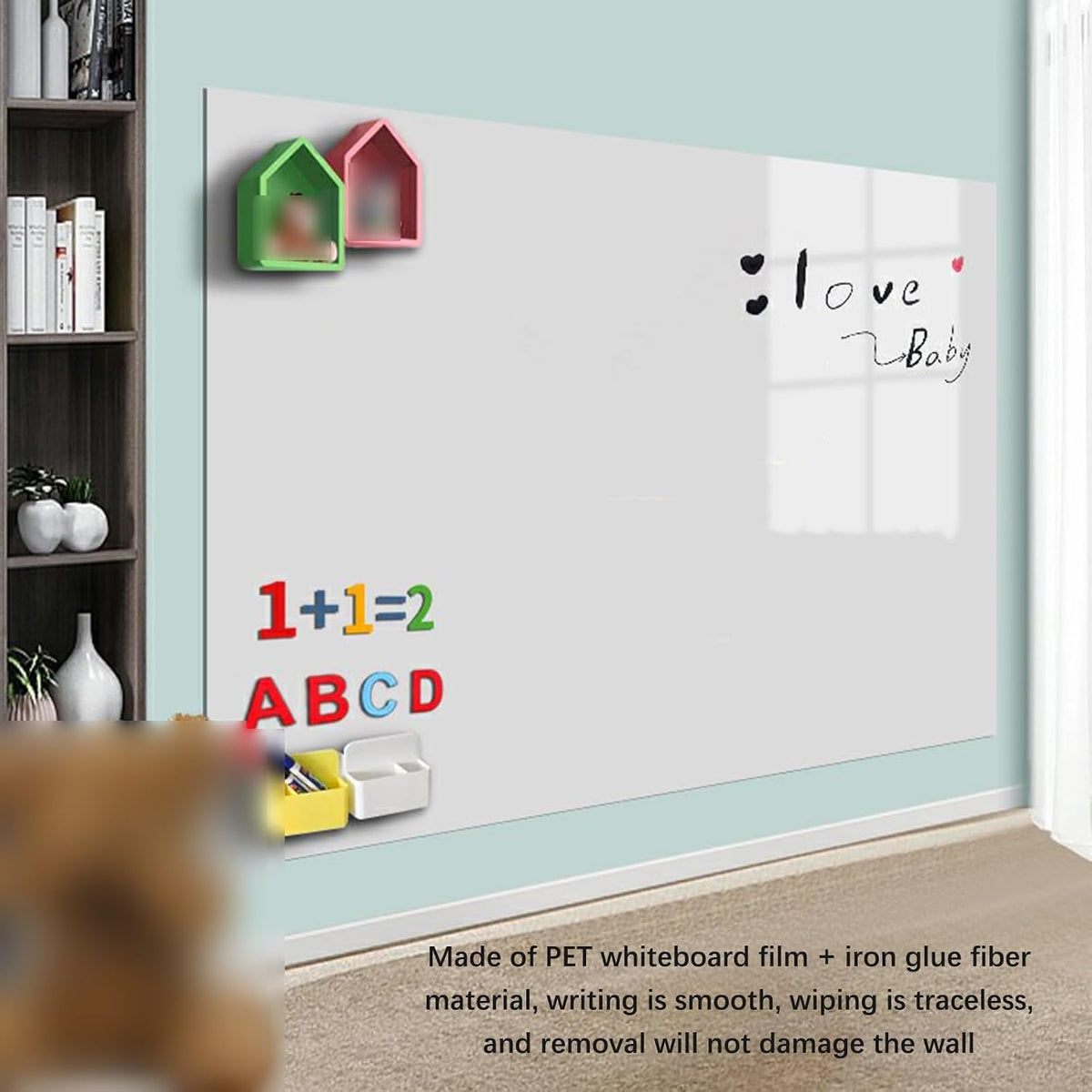 Self-Adhesive Writing Board Film Magnetic Whiteboard Paper Self-Adhesive Dry Erase Boards Multicolor Multiple Sizes(Black,31.50x39.37in/80x100CM)
