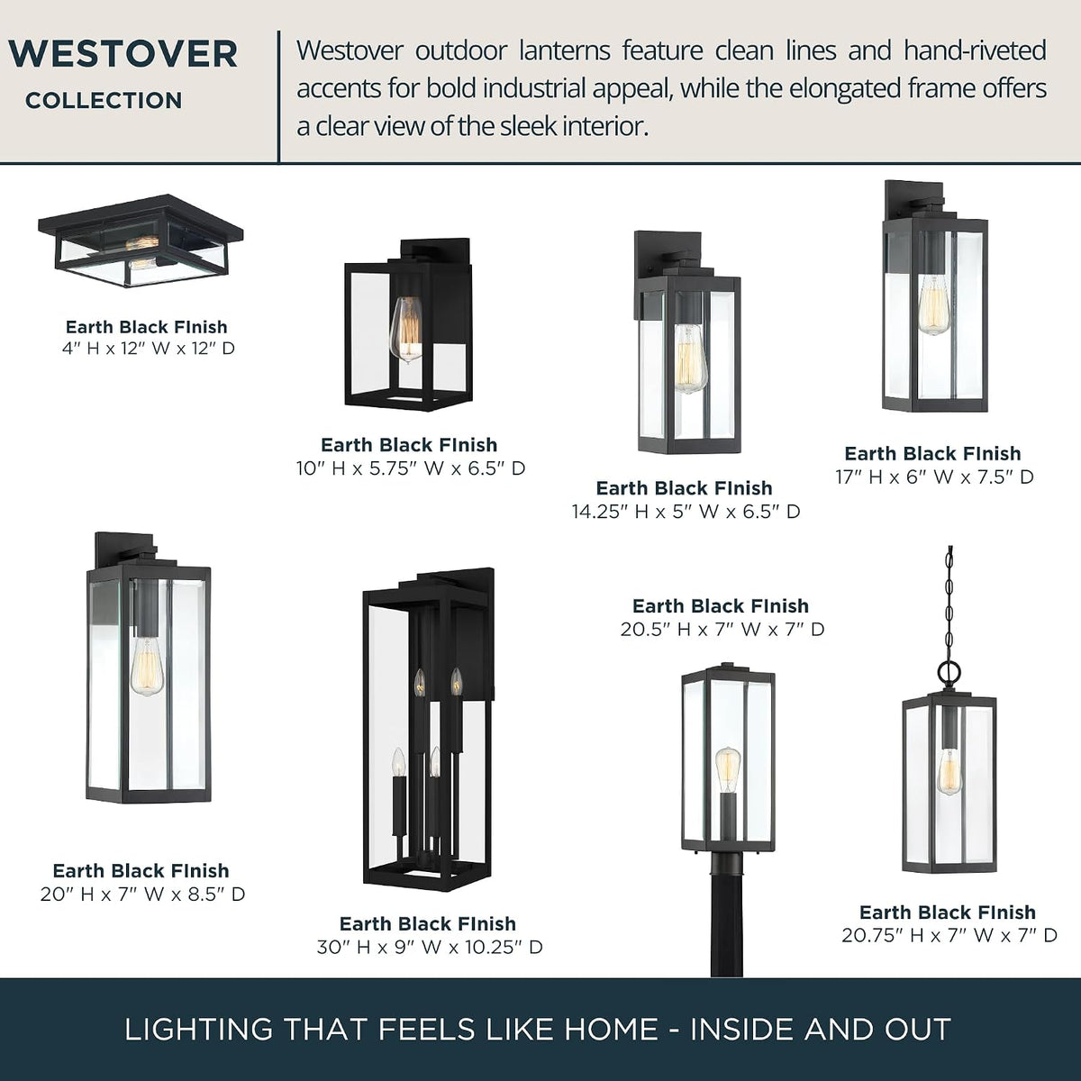 Quoizel Westover 16" Outdoor Pier Mount Light, Earth Black