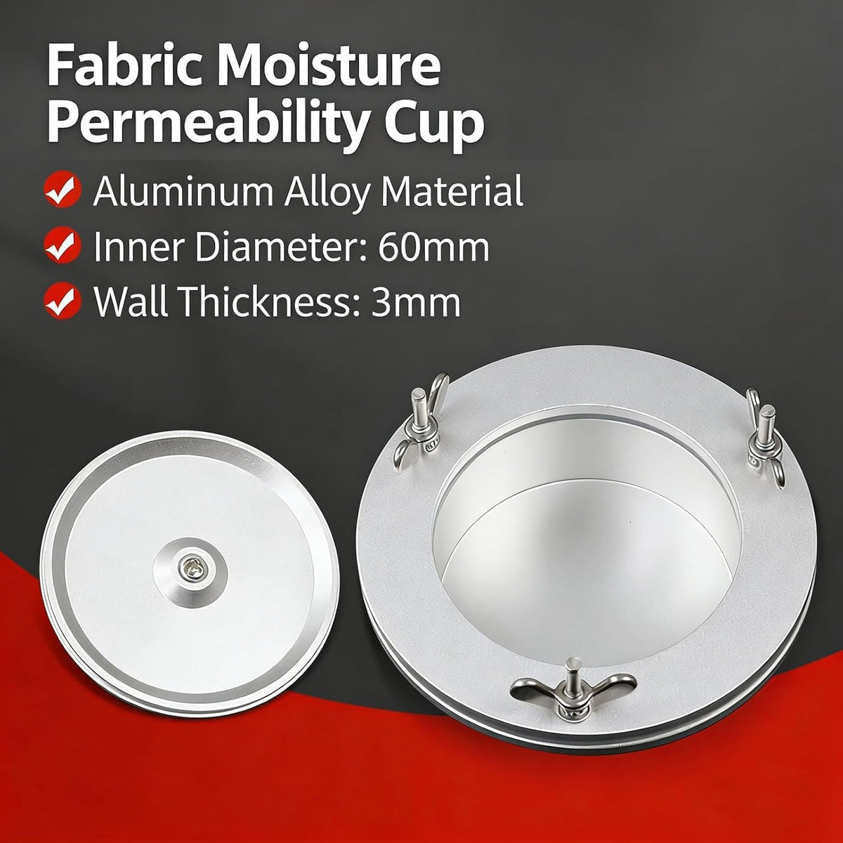 Fabric Moisture Permeability Cup, Textile Water Vapor Transmission Tester, 360° Circular Design, 60mm Inner Diameter, Cup Depth: 22 Mm, for Textile, Apparel, Packaging Industries