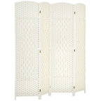 HOMCOM 3 Panel Room Divider 6 Ft Privacy Screen Hand-Woven Washed Oak