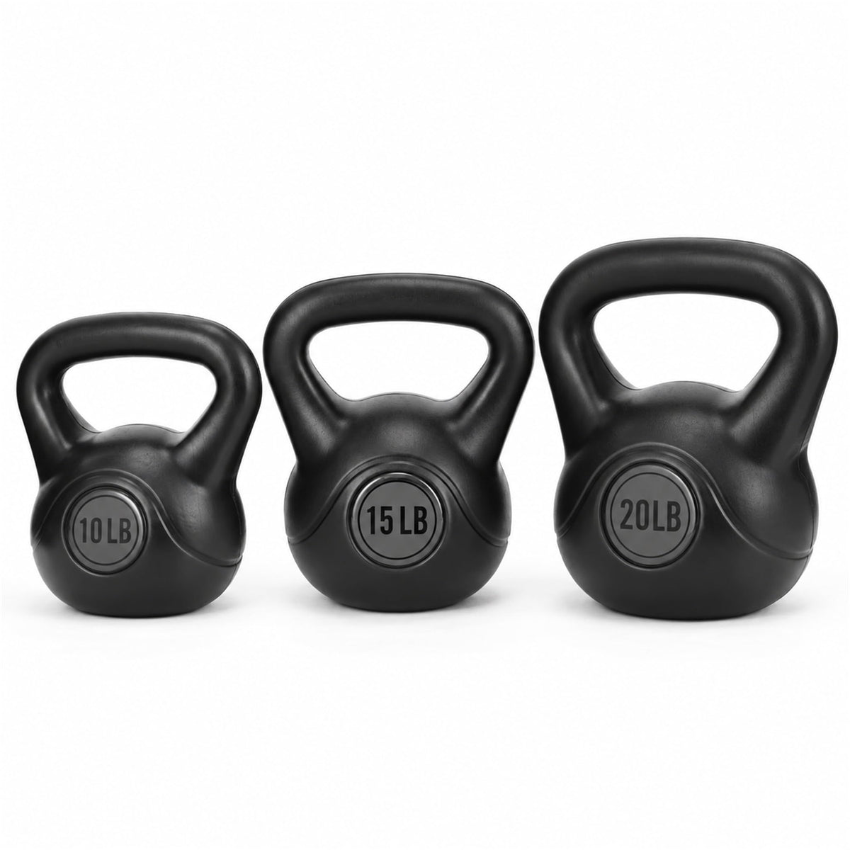 BalanceFrom Vinyl Kettlebell Set, 30/45/50/75 Pound Options – Cement-Filled Strength Training Weights with Ergonomic Grip and Color Coding for Full Body Fitness at Home or Gym