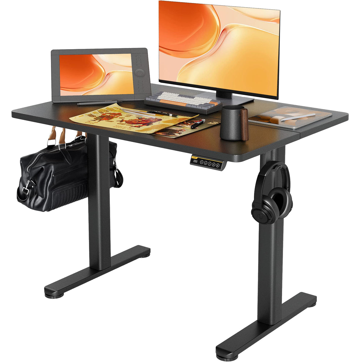 Claiks Electric Height Adjustable Standing Desk, 48x24 Inch, Nature