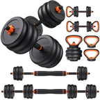 FEIERDUN DS2 Adjustable Dumbbells, 20/30/40/45/70/90lbs Free Weight Set with Connector, 5 in1 Dumbbells Set Used as Barbell, Kettlebells, Push up Stand, Weight Plate, Fitness Exercises for Home Gym Suitable Men/Women
