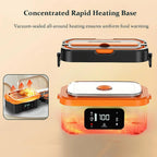 Cordless Heated Lunch Box, 30,000mAh Rechargeable Electric Lunch Box with Automatic Heatings Timer & Adjustable Heating, 5.7 Cup Portable Food Heater Warmer Office Car Outdoor (Black/Orange)