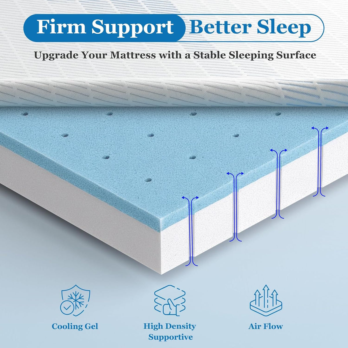 BedStory 3 Inch King Size Firm Mattress Topper, No Odor