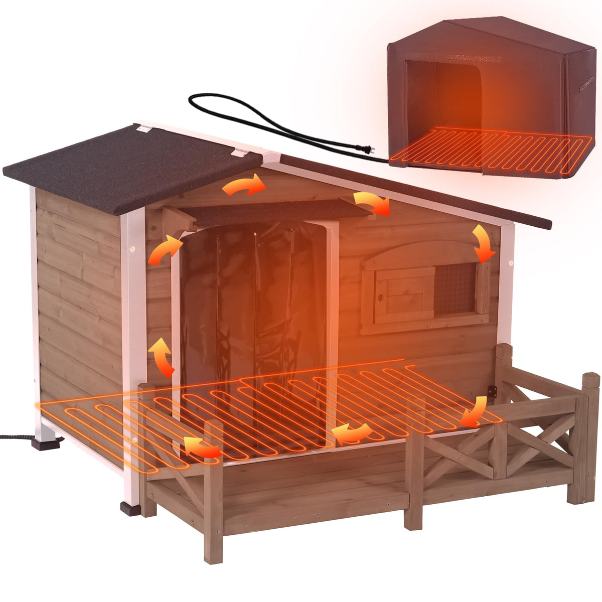 GUTINNEEN Dog House Insulated for Small Dogs Outdoor Cat House Feral Cat Shelter with Thermal Liner