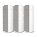 6 Panel Folding Room Divider,Woven Privacy Screen,Light Beige