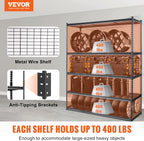 VEVOR Storage Shelving Unit 5-Tier Adjustable 2000 lbs Capacity 60"x24"x78"