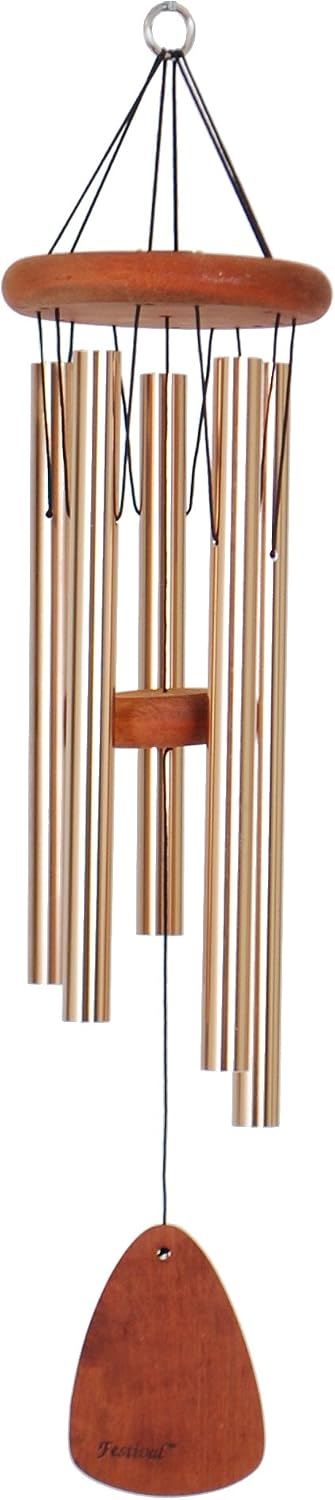 Festival 28-inch Redwood Wind Chime w/Customization in Silver by Wind River for Patio, Backyard, Garden, and Outdoor décor. Made in the USA