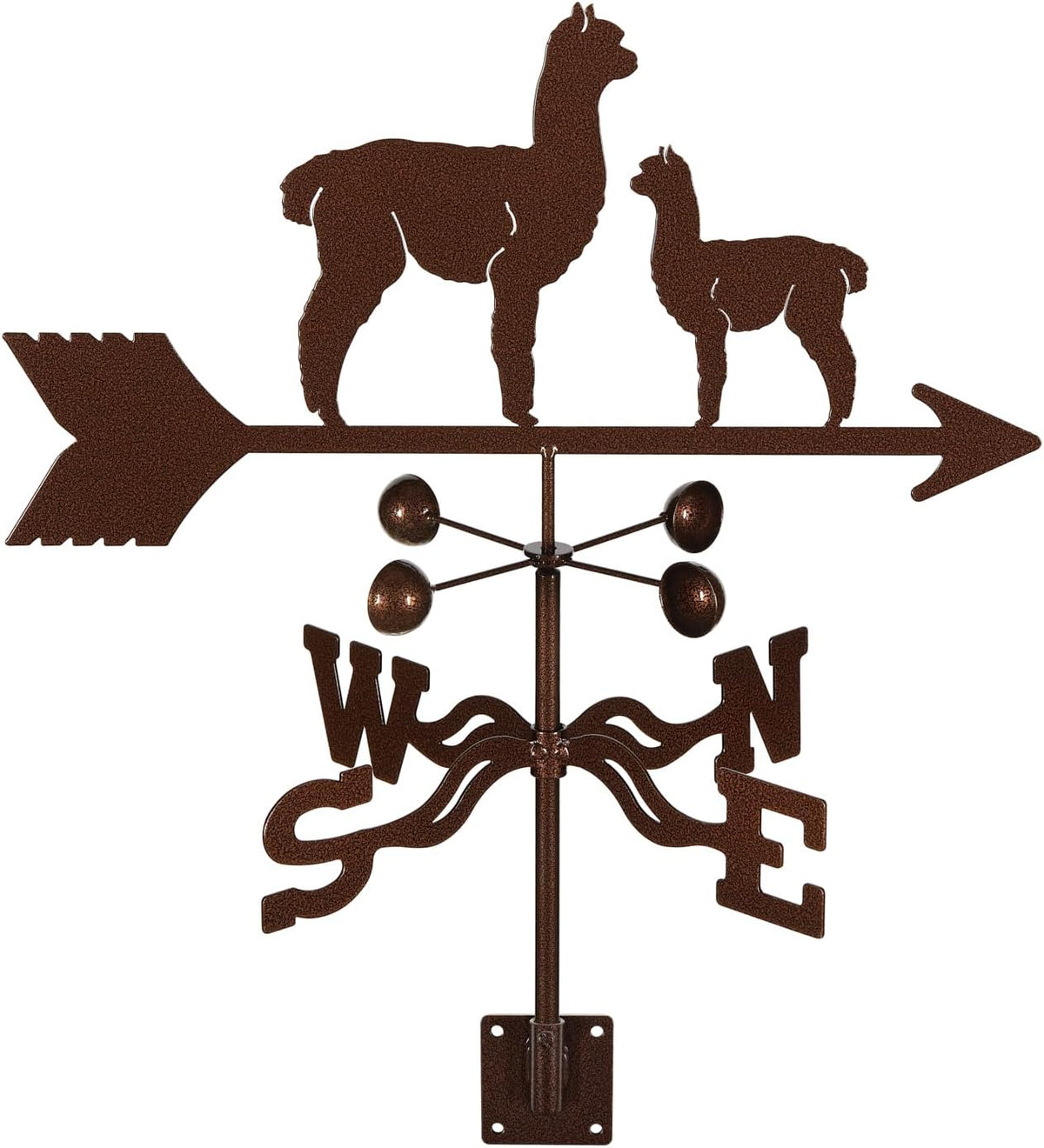 EZ Vane Steel Alpaca & Baby Weathervane with Wind Cups — Post Mount