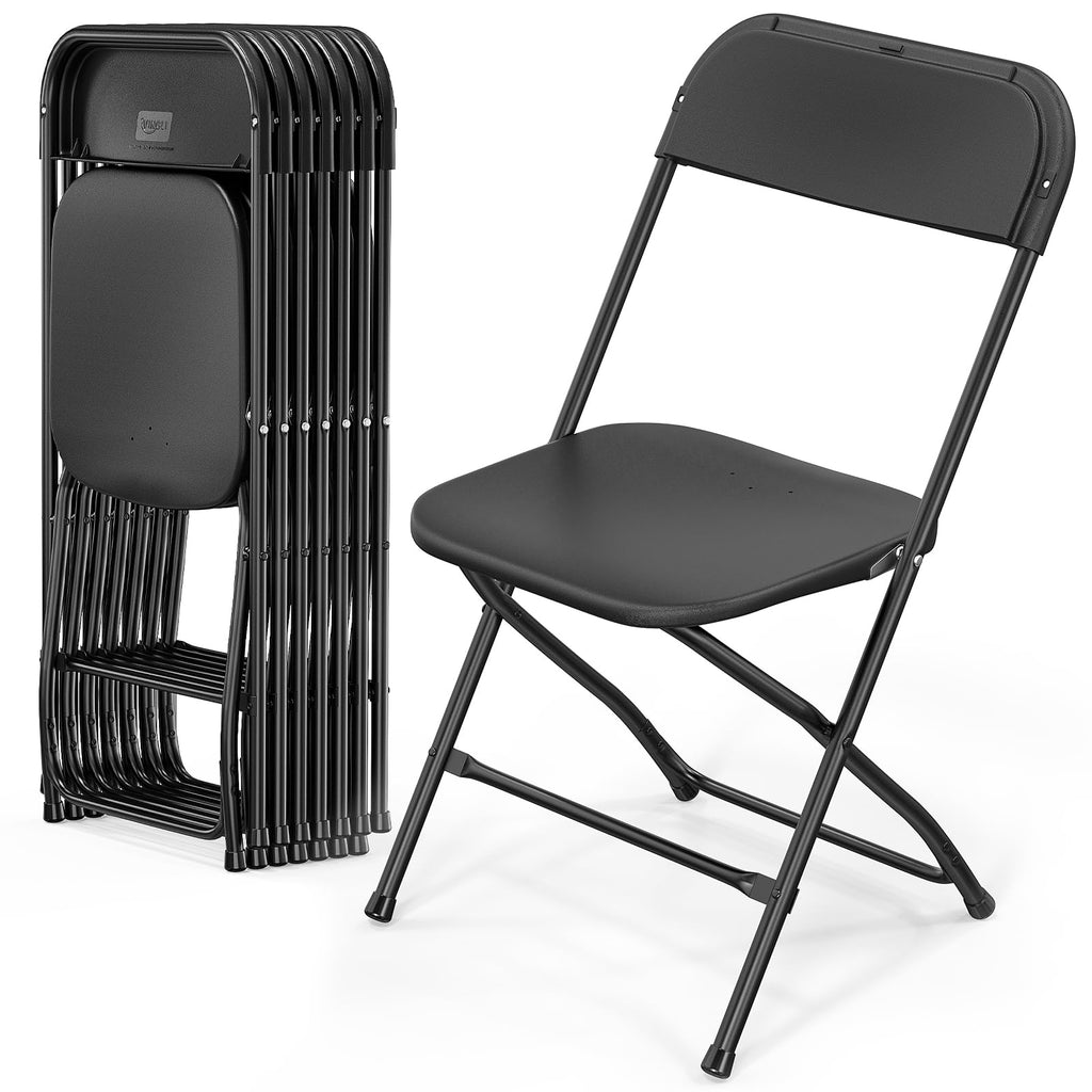VINGLI 40 Pack Black Plastic Folding Chair, Indoor Outdoor Portable Stackable Commercial Seat with Steel Frame 350lb. Capacity for Events Office Wedding Party Picnic Kitchen Dining