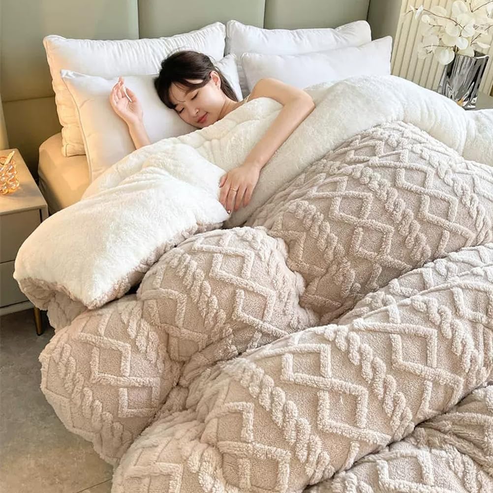 Breathable Warmth Fluffy Plush Double Sided Velvet Blanket,Thickened Super Soft Insulation Hibiscus Winter Quilt, Hibiscus Double Fabrics, for Cold Weather,Purple,180x220cm/4.5kg