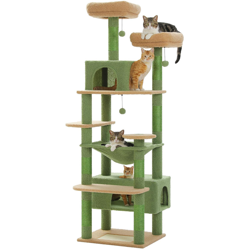 PAWZ Road Flower Cat Tree 72" Cat Tower with Condos&Hammock for Large Cats