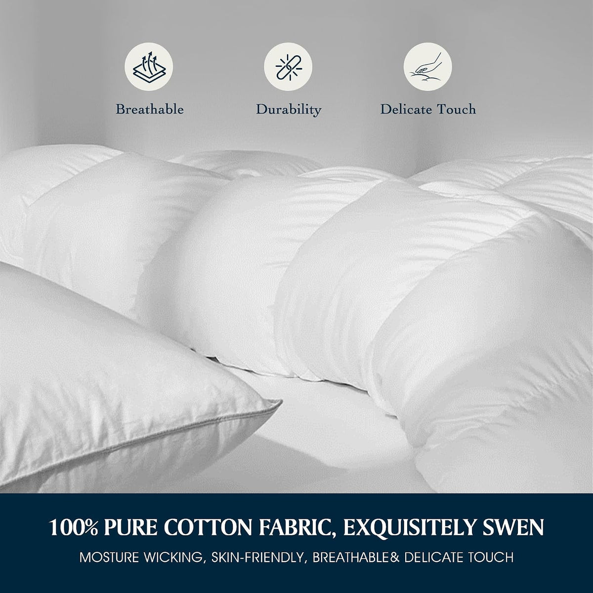 Serta Goose Feather Down Fiber Comforter King Size - 100% Cotton Cover Duvet Insert - Hotel Luxury Hypoallergenic Bedding Comforter Light Warmth 106 x 90 Inch White