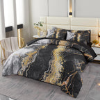PERFEMET 6 Piece Teal King Size Comforter Set Watercolor Marble Bedding Set