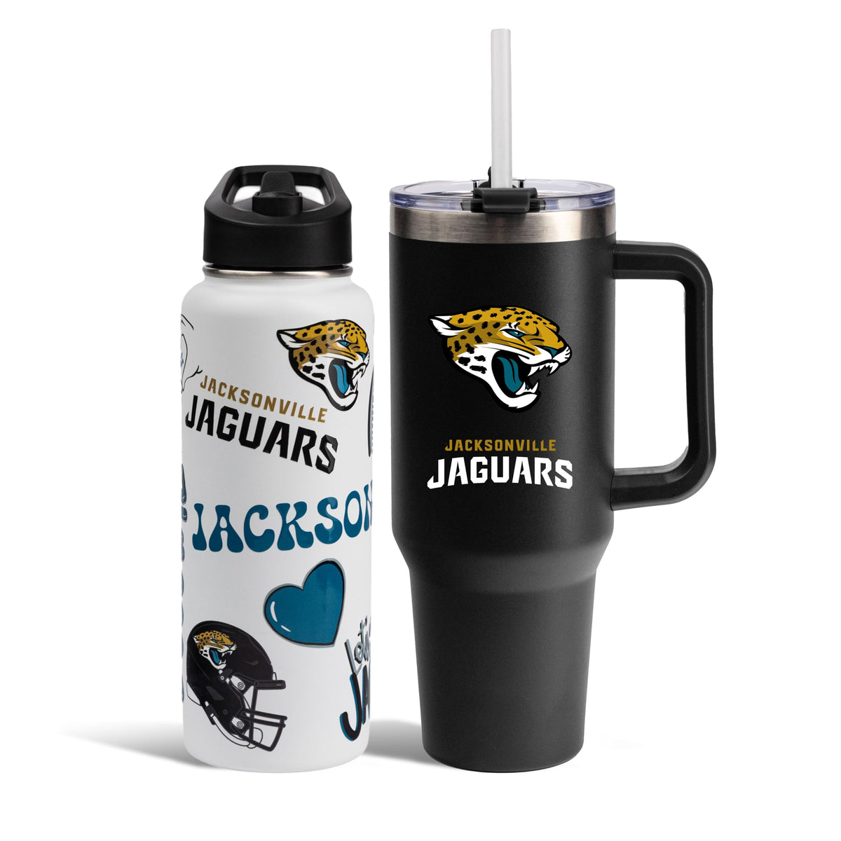 The Memory Company Officially Licensed NFL 2-Pack Stainless Steel Tumbler Set, 34oz Team Spirit Water Bottle & 40oz Game Day Tumbler with Lid and Straw, BPA-Free Materials, Convenient Straw Design