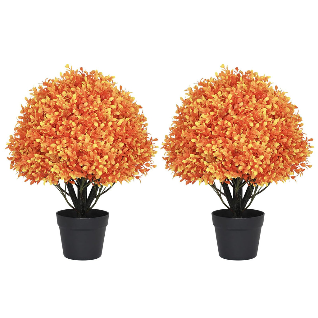 24" Artificial Cypress Ball Plants Outdoor, Fall Topiary Trees